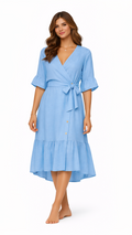 Azure Drift Linen Dress
