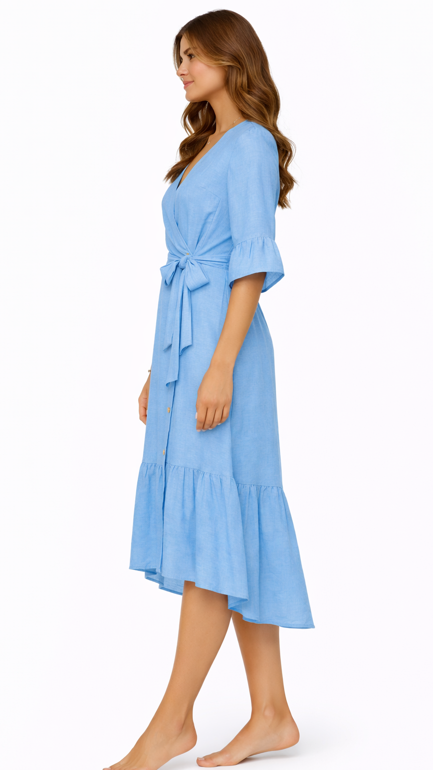 Azure Drift Linen Dress